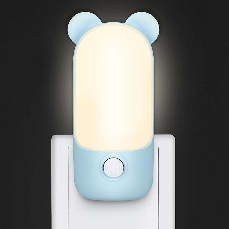 Luce Notturna per Bambini, Luce Notturna Da Presa LED a Forma Di Orso Con 2 Modalità, Lampada Da Parete Luce Notte Bambini Decor Camera Da Letto Neonato, Scale, Corridoio (Blu)