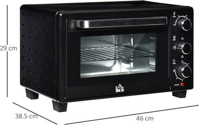 Fornetto Elettrico 21L Timer E Temperatura Regolabile, 3 Modalità Di Cottura E Accessori Inclusi, 1400W, 46X38.5X29Cm, Nero