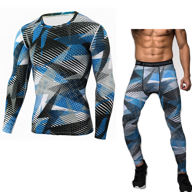 Camouflage Compression Baselayer Set Sports Compression Set Long Sleeve T-Shirt Tights Exercise Clothes Workout Bodysuit Fitness Suits for Men