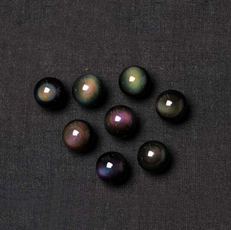 Natural Obsidian Rainbow Eye Transfer Good Luck Pearl Pendant Necklace Polyester Rope Chain Necklace Jewelry for Woman