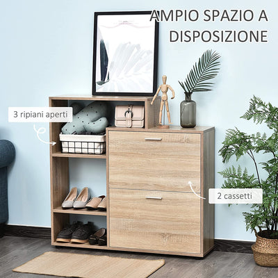 Scarpiera Portascarpe Design Moderno Elegante Salvaspazio 20 Paia Da Ingresso in Legno 101,5 X 25,5 X 98 Cm