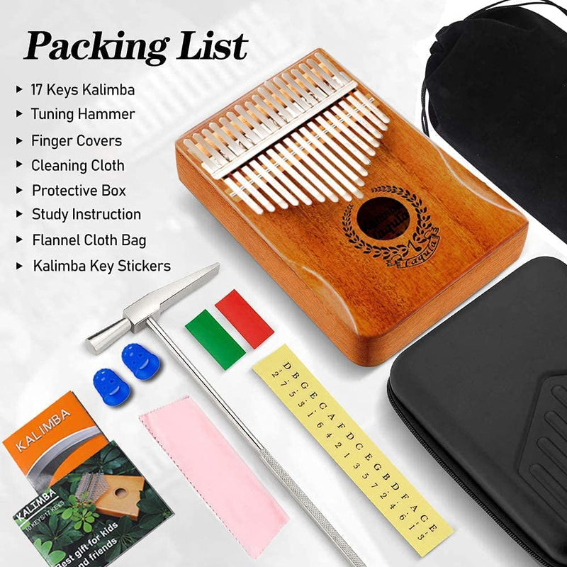 Kalimba 17 Tasti Pianoforte a Pollice - Strumento Musicale Professionale Mbira Sanza Finger Piano Con Custodia Protettiva Istruzioni per Lo Studio Martello per Accordare Regalo per Bambini Adulti