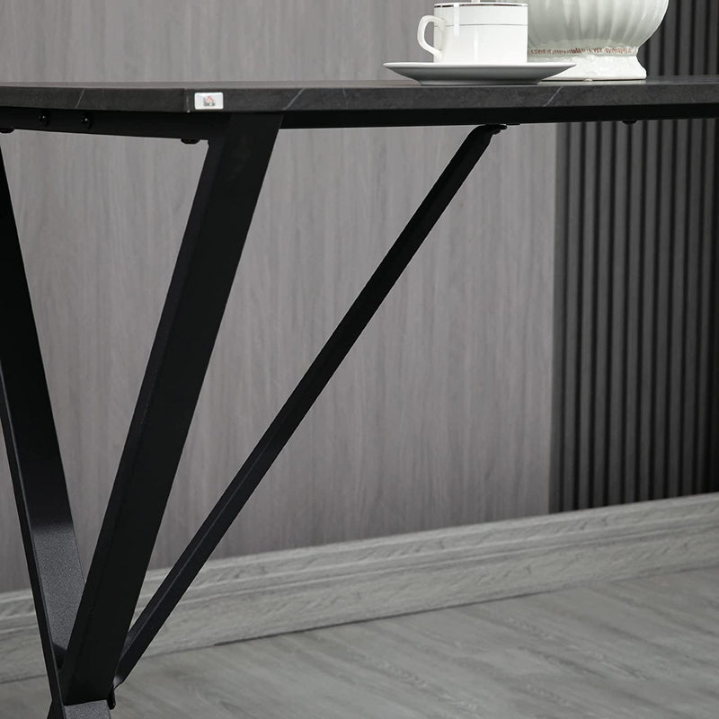 Bancone Bar Stile Moderno Industriale,Tavolo Alto Da Cucina Effetto Marmo in Legno E Acciaio, 120 X 60 X 102 Cm, Nero