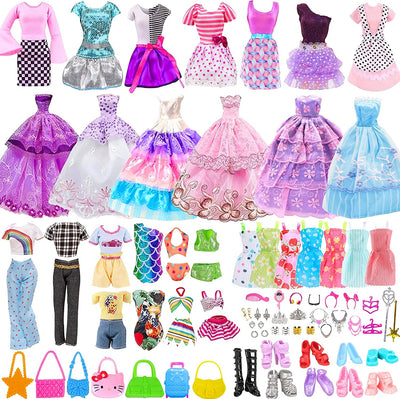 56 Set Abbigliamento E Accessori per Barbie Doll, Accessori per Bambole Mini Vestiti Abiti Pantaloni Bikini Scarpe Borsa Accessori per 11.5 Pollici Principessa Bambola (Consegna Casuale)