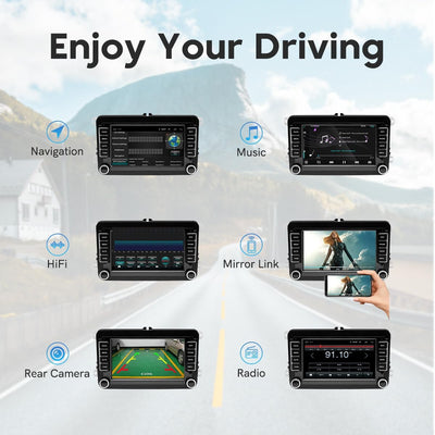 Autoradio 2 DIN Android per VW, 7 Pollici Stereo Auto Con Bluetooth GPS Navigator Vista Posteriore per VW Skoda Passat Touran Golf