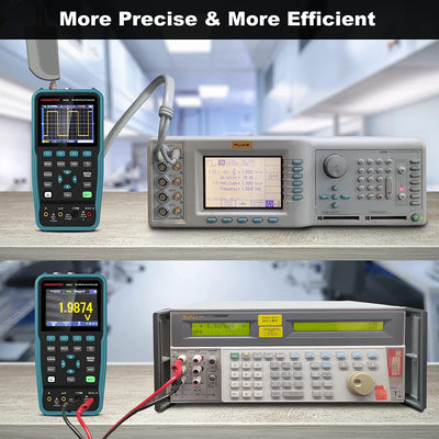 Oscilloscopio Digitale,  HO52 Mini Oscilloscopio Da 3,5"TFT,2 in 1 Oscilloscopio E Multimetro, Schermo Retroilluminato, Funzione Auto-Calibrazione, 7 Misurazioni Automatiche, Funzione Memoria