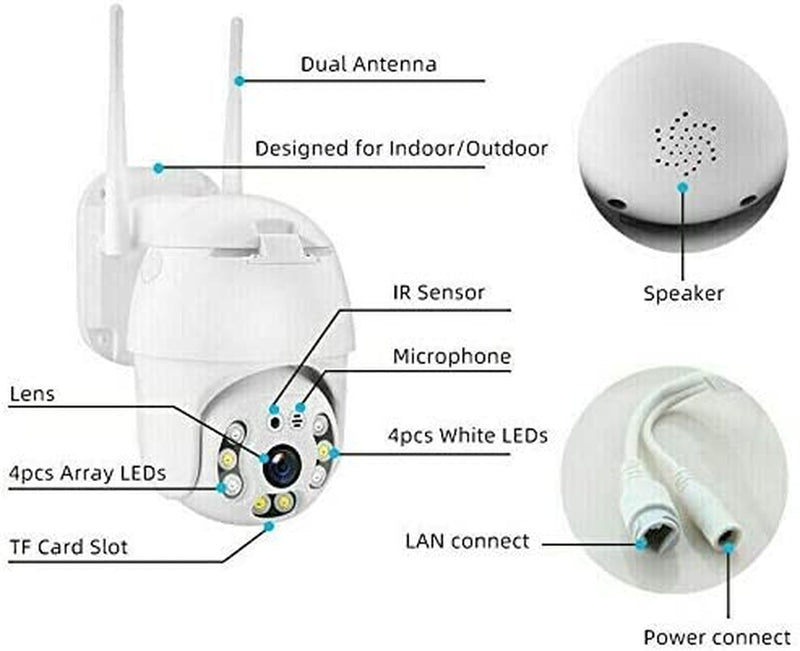 TELECAMERA ESTERNA FULL HD 1080P 2020 WIRELESS IP PTZ per VIDEOSORVEGLIANZA WIFI