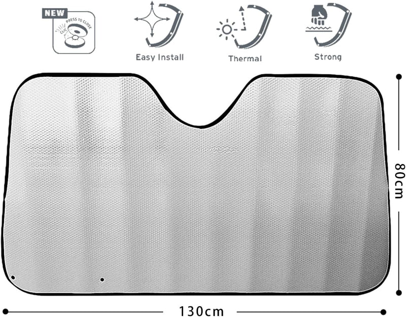 -Parasole Auto Parabrezza, Parasole per Auto Interno Pieghevole Con Chiusura Clip, Coprisole Auto Contro I Raggi UV, Parasole Parabrezza,Parasole per Macchina (Large-(80X130Cm))