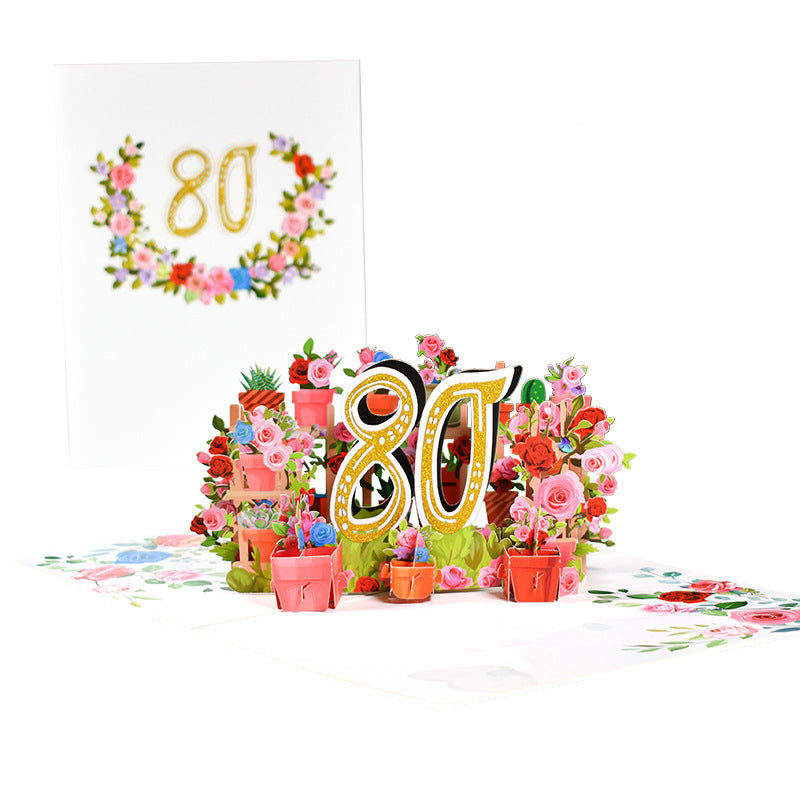 Flowers Anniversary Greeting Card 3D Stereo