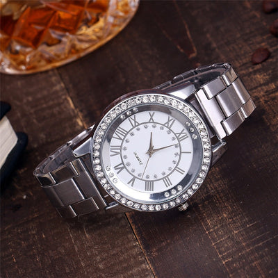 Vansvar Brand Rose Gold Watch Luxury Women Dress Rhinestone Quartz Watch Casual Women Stainless Steel Wristwatches Female Clock