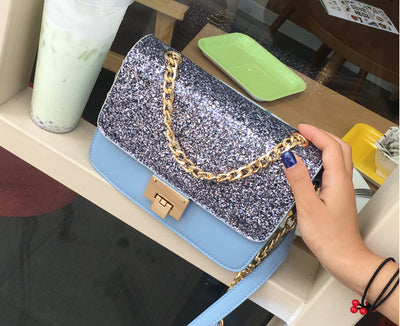 Women'S Tote Bag Fashion Sequined Small Square Lady PU Fashion Hand Bag