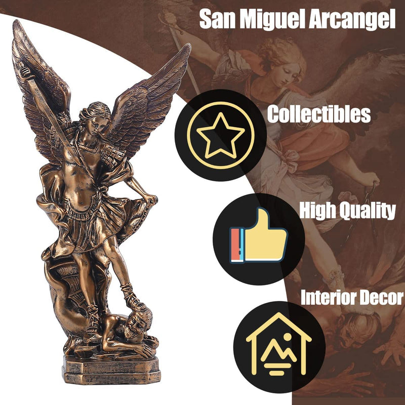 Statua Di San Miguel Arcangel Da 31,8 Cm, Statua Di San Michele in Resina Bronzata, Statuetta Di San Michele Arcangelo Vittoriosamente Sopra Satana, Adatta per La Collezione O La Decorazione