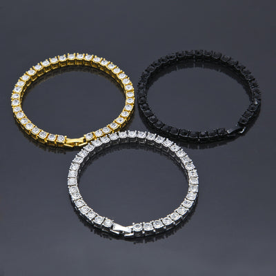 Tin Alloy Gold Color Iced Bracelet Men'S Hip Hop Chain Street Rock Jewelry