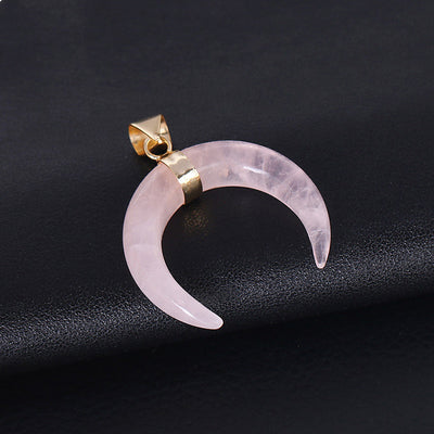 Crystal Semi-Precious Stone Moon Pendant Necklace