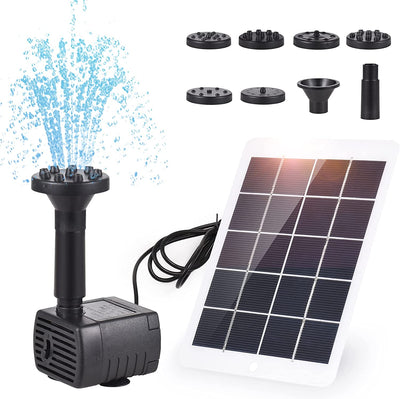 Kit Pompa Acqua Solare Pompa Fontana Solare per Vasca per Uccelli Con Pannello Solare 3W 5V 7 Ugelli Max. Altezza Dell'Acqua 50 Cm per La Decorazione Del Giardino Del Piccolo Laghetto Dell'Acquario