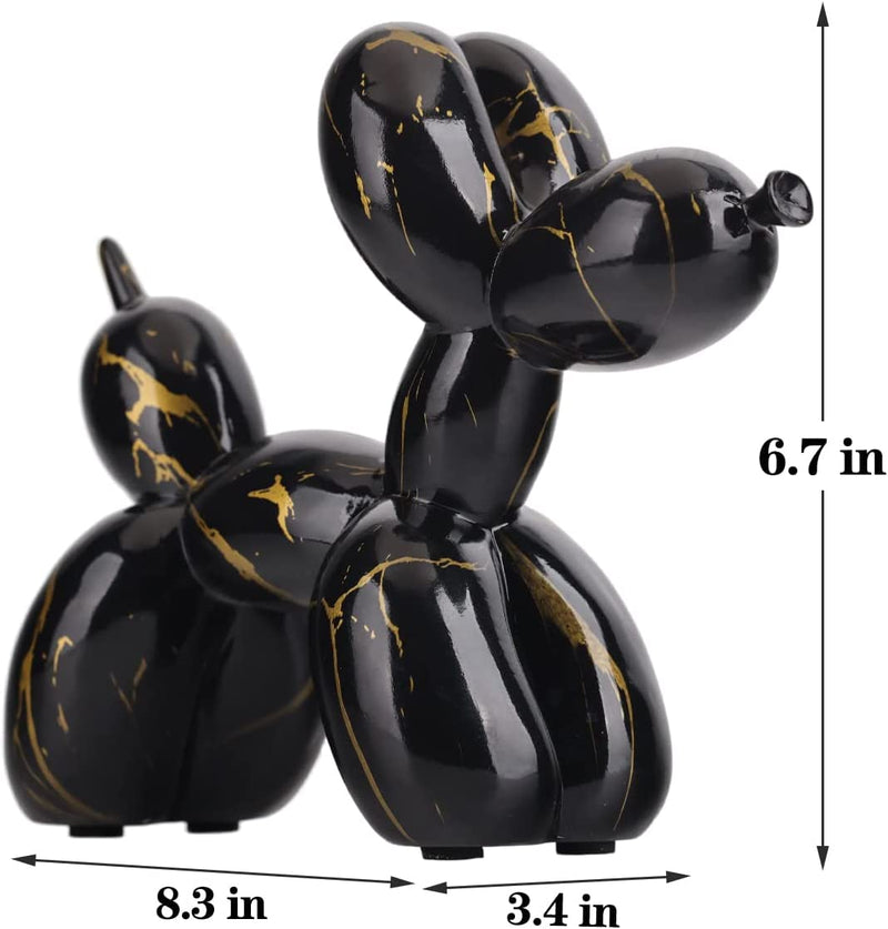 Statua Di Cane Con Palloncino Nero Resina, Statue Di Cane Con Palloncino Nero per Decorazioni per La Casa, Soggiorno Moderno, Camera, Libreria, Mensola Del Camino, Centrotavola