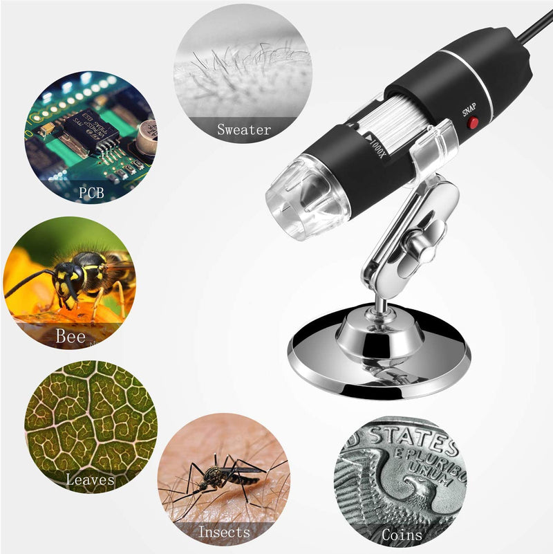 40 a 1000 X Ingrandimento USB Microscopio Digitale Endoscopio, 8 LED USB 2.0, Mini Videocamera Con Adattatore OTG E Metallo Supporto, Compatibile Con Mac E Windows 7 8 10 11 Android Linux