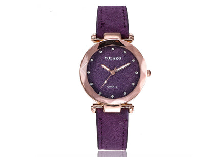 Matte Belt Color Foundation with Diamond Dial Quartz Watch