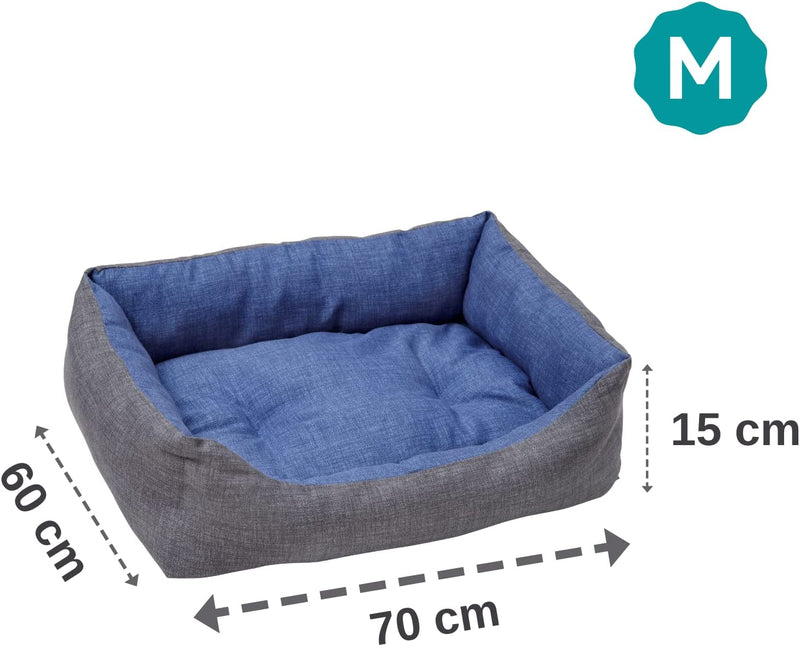 Cuccia per Cane in Tessuto Grigio E Blu Taglia M 60X70 Cm, Morbido Divano Rettangolare, Comodo, per Camera Da Letto Salotto Corridoio, Lavabile