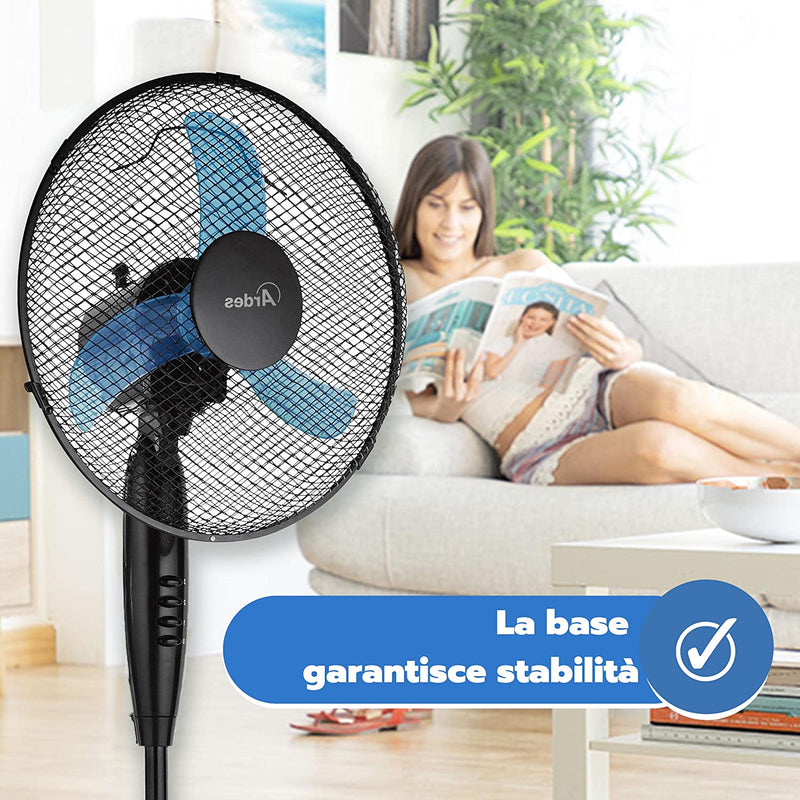 Ar5Am40P Ventilatore a Piantana Base Croce Potente Silenzioso, 52.79 X 42.4 X 12.2 Cm