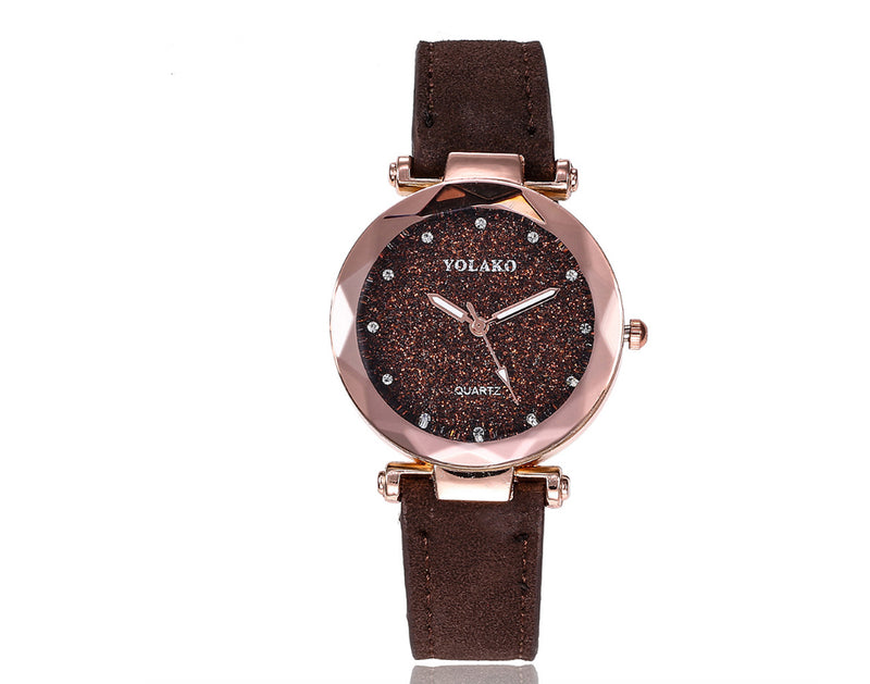 Matte Belt Color Foundation with Diamond Dial Quartz Watch