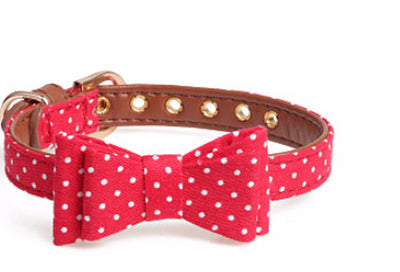 Polka Dot Dog Triangle Scarf Collar Leash Pet Pu Dog Leash