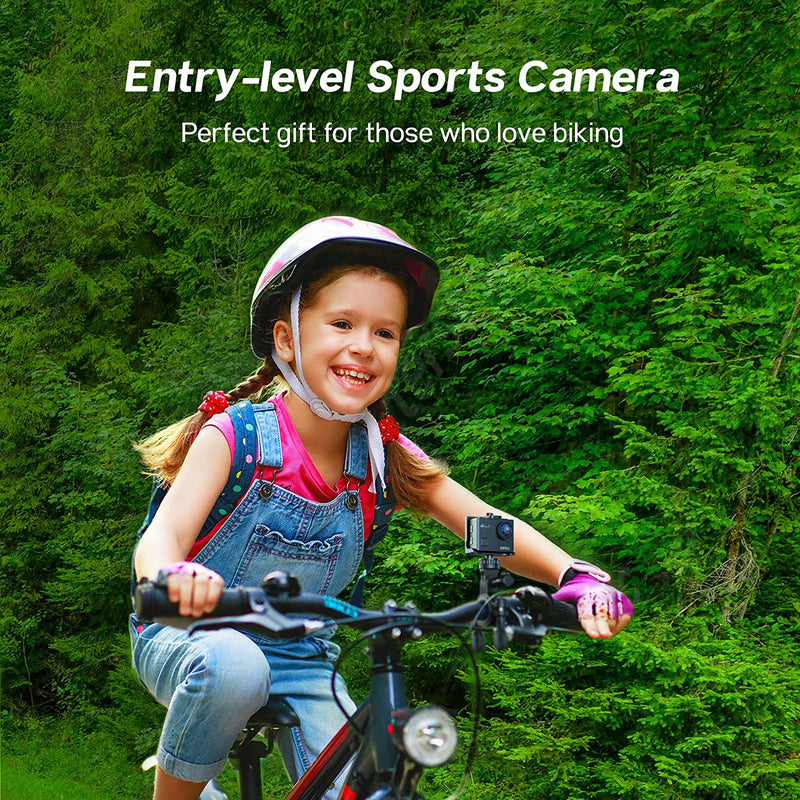 Action Cam 4K 30FPS 20MP Fotocamera Subacquea 40M Impermeabile Con Kit Di Accessori per Microfono Con Telecomando E 2 Batterie Videocamera per Casco Da Moto per Snorkeling Bicicletta E Vlog