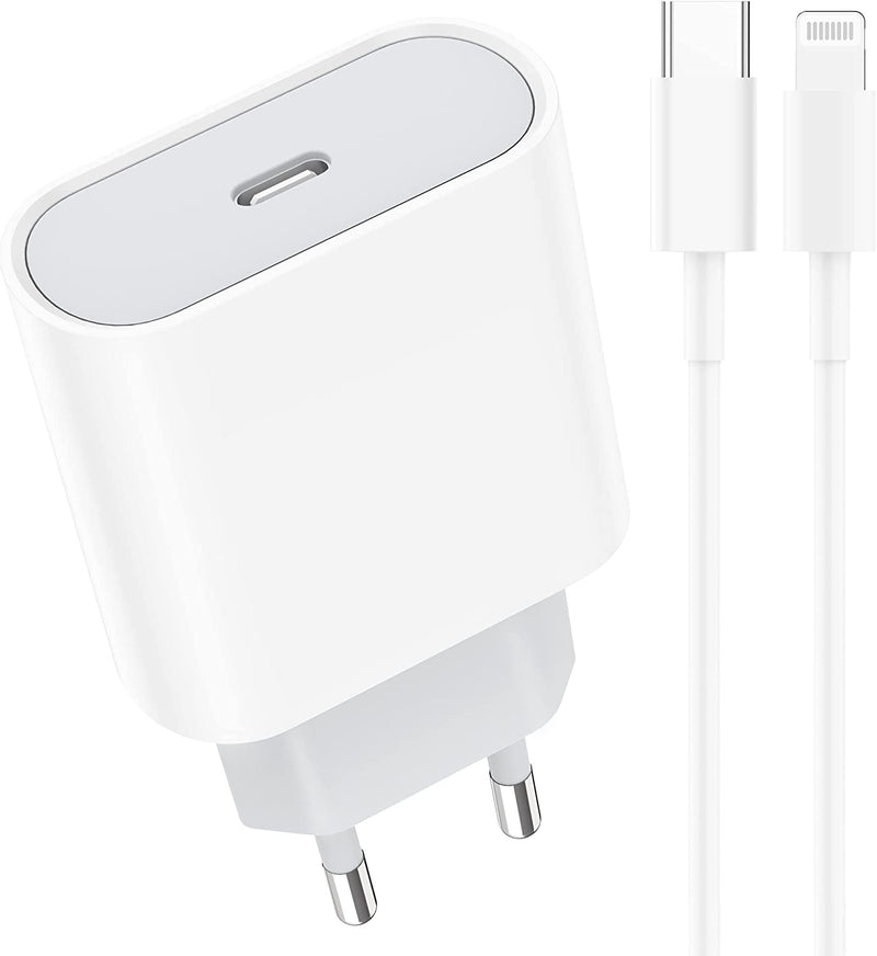 Caricatore Rapido USB C 20W with 2M Cavo for Iphone 14/14 Pro/ 14 Pro Max/ 14 Plus/ 13/12/11/XS/XR/X/8, Airpods,  USBC Caricabatterie Spina Adattatore Alimentatore Presa Carica Muro Ricarica