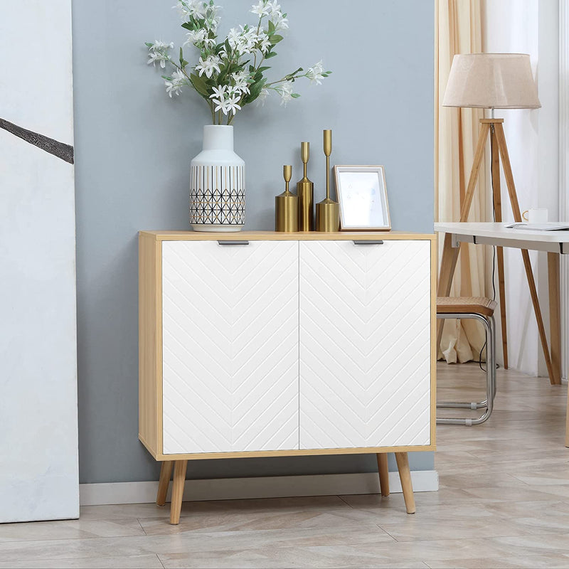 Mobiletto Multiuso Moderno in Truciolato E Legno Di Pino Con Ripiano Interno Regolabile Su 3 Livelli, Mobile per Ingresso Soggiorno Cucina E Bagno, 77X35X77.5 Cm