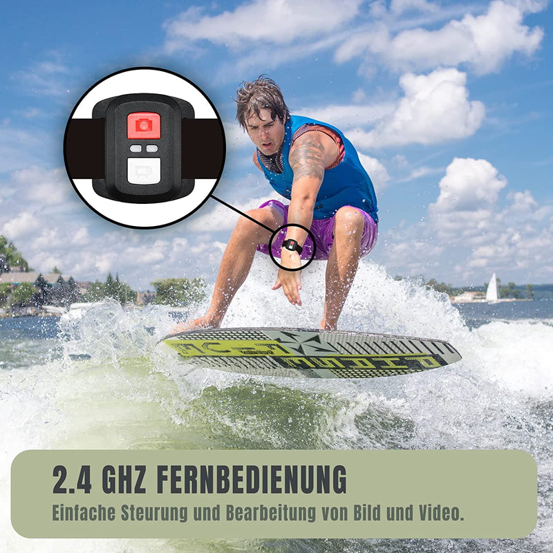 Action Cam, 20MP Action Cam 4K Con Touch Screen, Stabilizzatore EIS, Impermeabile Fino a 40M Sotto L&