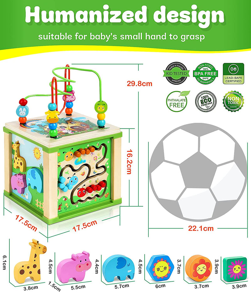 Cubo Di Abilità Motorie in Legno - Giochi Montessori 1 Anno Labirinto Di Perline - Giochi Educativi Gioco Di Smistamento Multiattivita Legno - Natale Compleanno Giochi Regalo Bambini 1 2 3