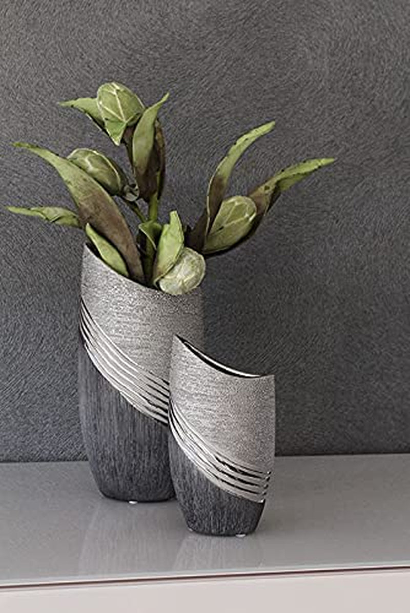 Vaso Da Fiori Moderno Vaso Da Fiori in Ceramica Vaso Da Tavolo Argento / Grigio Altezza 30 Cm