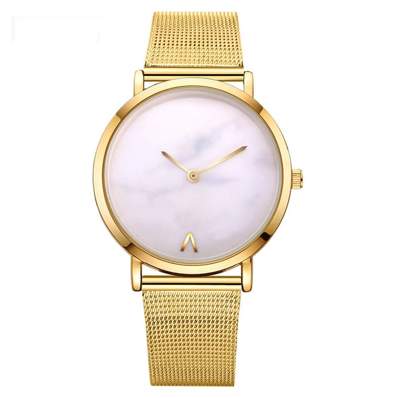 Vansvar Fashion Brand Silver and Gold Mesh Band Creative Marble Wristwatch Casual Women Quartz Watches Gift Relogio Feminino