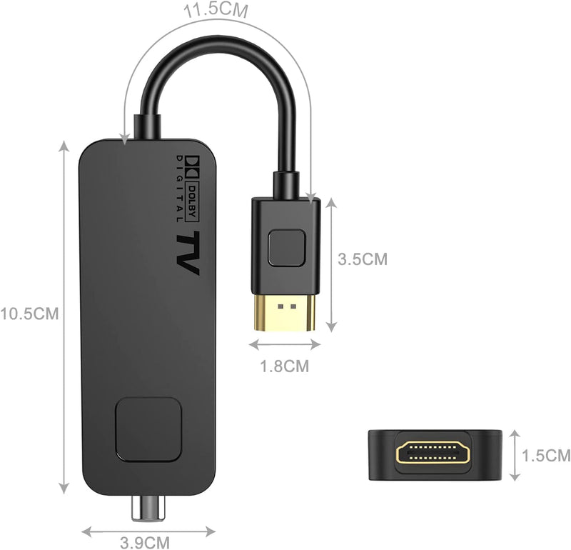 Decoder DVB-T2 Decoder Digitale Terrestre 2023 - HDMI TV Stick, Dolby Audio HD 1080P H265 HEVC Main 10 Bit, Supporto USB Wifi/Multimedia/Pvr [Includere 2In1 Telecomando Universale]