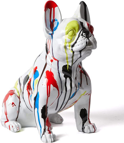 Scultura Statuetta Animali Regali Statua Bulldog Figurina Resina Cartoon Arte 48Cm