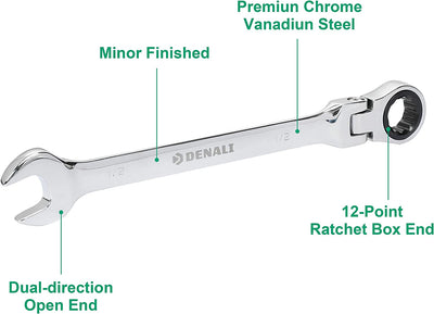 Marchio Amazon - , Set Di Chiavi Inglesi Da 5/16” a 3/4” (80 - 190 Mm), Con Cricchetto Flessibile, Con Custodia, 8 Pezzi