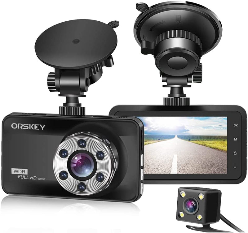 Dash Cam Telecamera per Auto 1080P Full HD Dashcam Doppia Videocamera Auto 170 Grandangolo HDR Schermo LCD 3 Pollici Visione Notturna Rilevamento Di Movimento E Sensore G