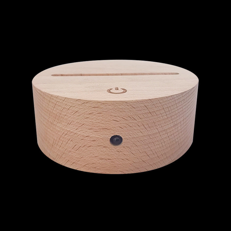 Beech  Wood Grain Touch Remote Control 3D Small Night Light