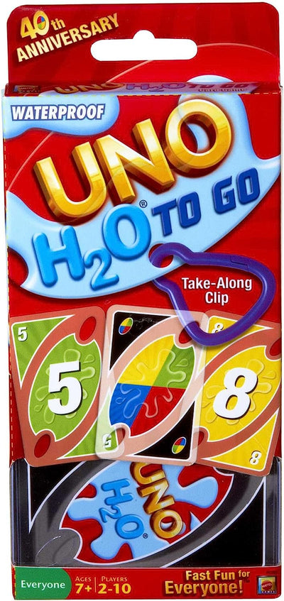 - UNO H20, Carte Resistenti All'Acqua Con Clip, Gioco Di Carte per Famiglie E Bambini 7+Anni, P1703