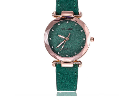 Matte Belt Color Foundation with Diamond Dial Quartz Watch