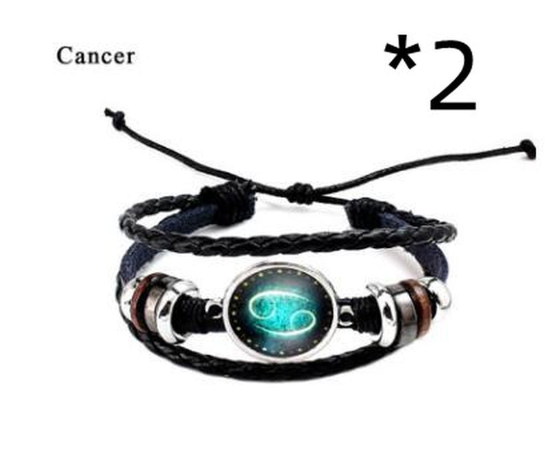 Twelve Constellation Glass Piece Couple Bracelet