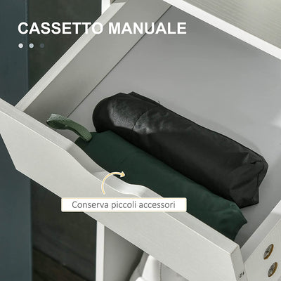 Mobile Portascarpe Salvaspazio Con Ripiani E Cassetto per 12 Scarpe, Scarpiera in Legno per Ingresso E Camera Da Letto, 88X30X93Cm, Bianco