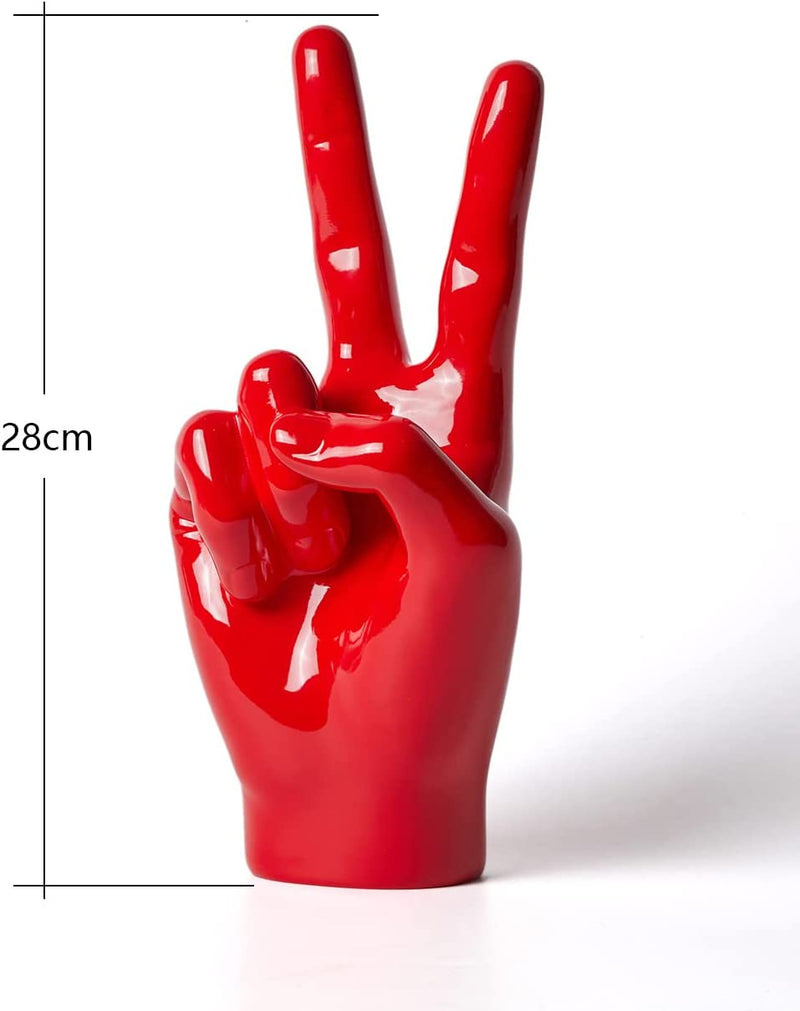 Statue Di Gesti Dita Scultura Resina Statuetta Figurina Arte Regalo Rosso 28Cm