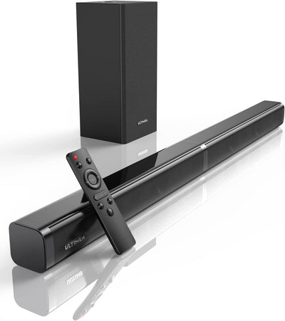 HCLR-TV 2.1 Soundbar per TV, Bluetooth Sound Bar Con Subwoofer Cablato, Altoparlante Surround per L'Home Cinema Tv,Con 5 EQ Modalità, Con Ottica/Aux/Usb/Sd,Telecomando E Kit Di Montaggio, Nero