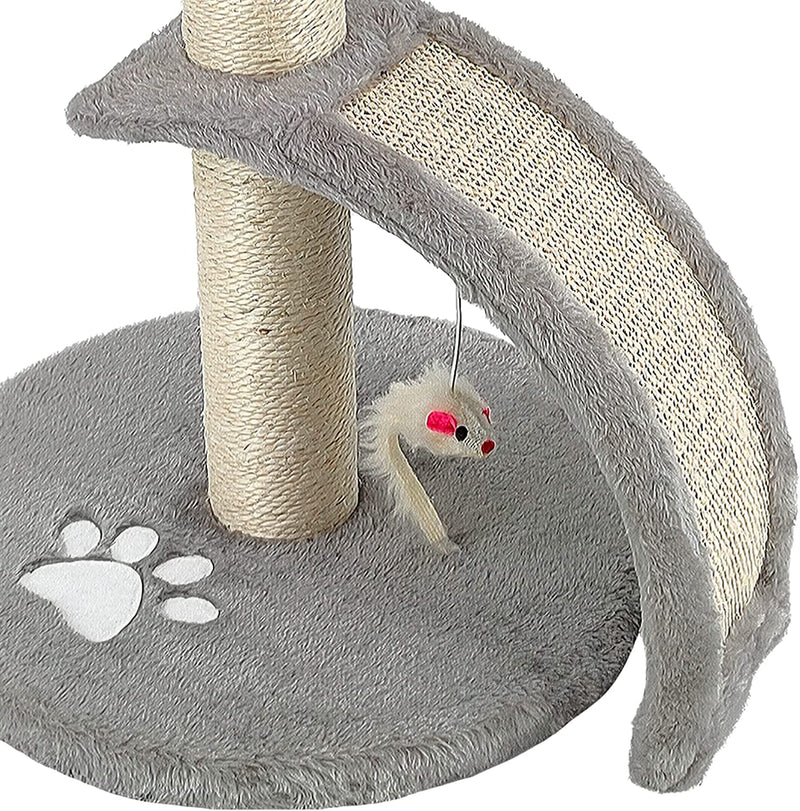 TIRAGRAFFI per Gatti Alto 54 CM. GRAFFIATOIO Parco Giochi Gioco Da Gatto Con Corda SISAL E Cuccia Albero GRAFFIO Palestra - Grigio