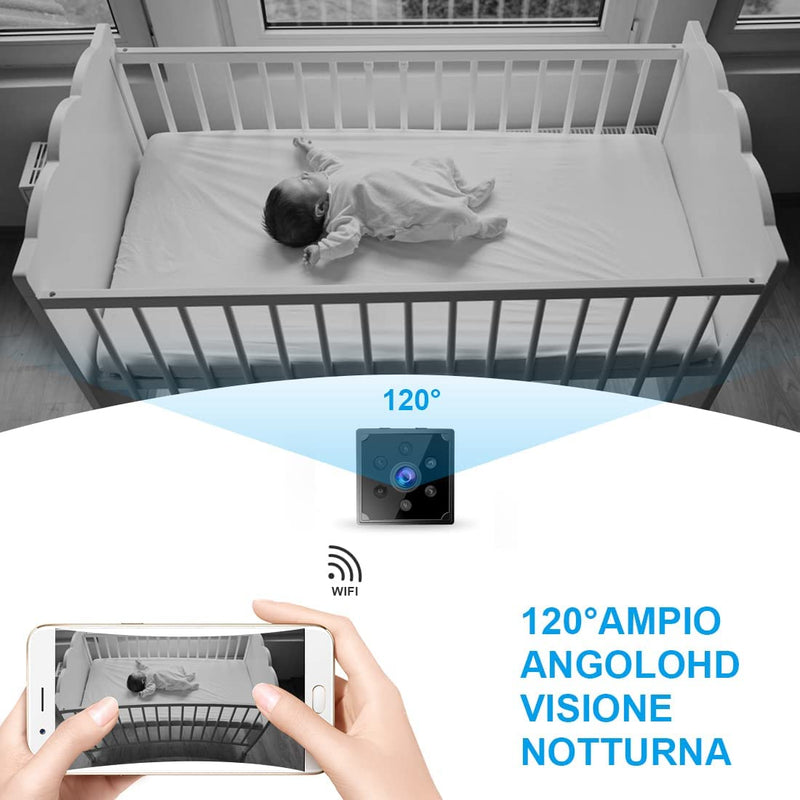 Telecamera Spia, 1080P HD Telecamera Nascosta Wifi Senza Fili Microcamera per Casa Lunga Durata Batteria Mini Videocamera Sorveglianza Interno Con Visione Notturna Rilevamento Di Movimento