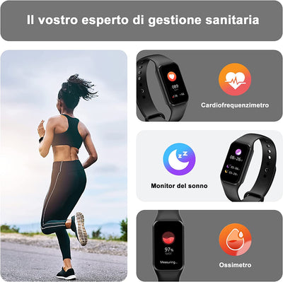 Smartwatch Uomo Donna,Orologio Fitness Cardiofrequenzimetro/Spo2/Sonno/Contapassi, Notifiche Smart Watch Activity Tracker per Ios Android