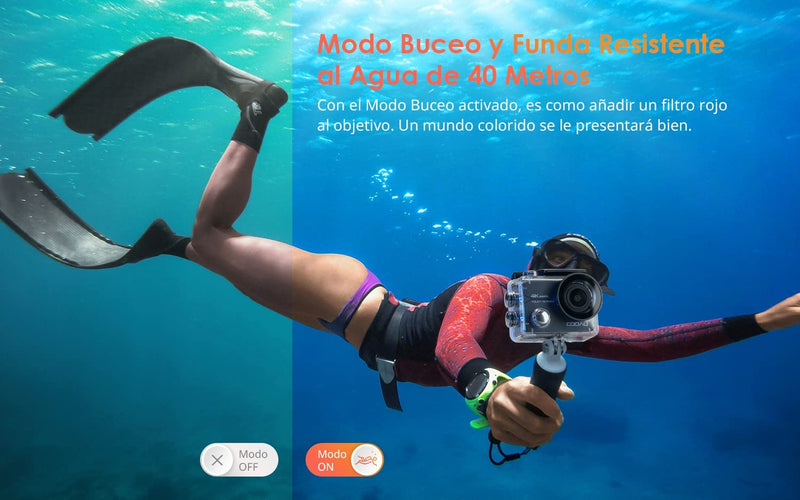 Action Cam Nativo 4K 60Fps 20MP Touch Screen Wi-Fi Videocamera Con Zoom 8X Nuova EIS Anti-Shake, Custodia Fotocamera Subacquea Impermeabile 40M, Regolabile Microfono Esterno, 2X1350Mah Batterie