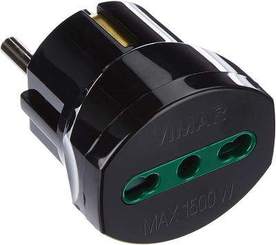 RI.00301N Adattatore Elettrico Tedesco/Francese Con Protezione SICURY, Bpresa +P17/11 Nero