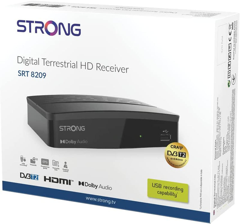SRT8209 Decoder Digitale Terrestre Full Hd DVB-T2. Perfetto per Il Nuovo Standard Di Trasmissione.